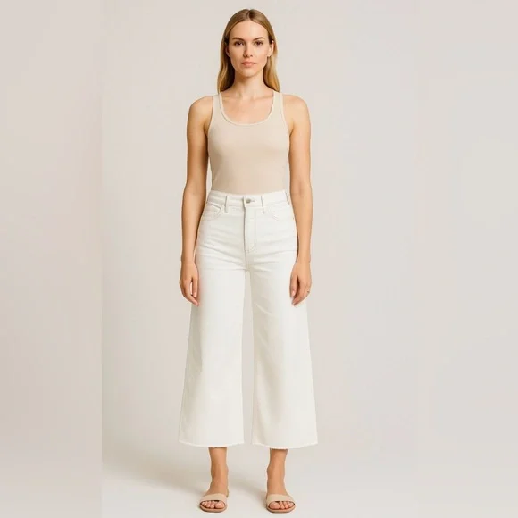 Frame Denim Le Italien White Wide Crop Pants - Picture 8 of 8